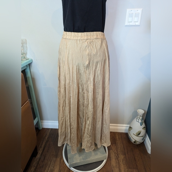 Vintage WinterSilks 100% silk full Maxi skirt Gold Size XL - Picture 7 of 12